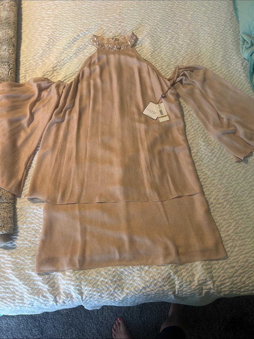 Laundry By Shelli Segal Blush Cold-Shoulder Halter Dress- NWT!